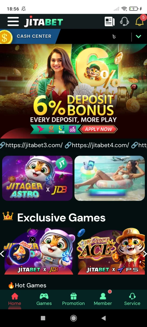 Visit Jitabet to top up your deposit.