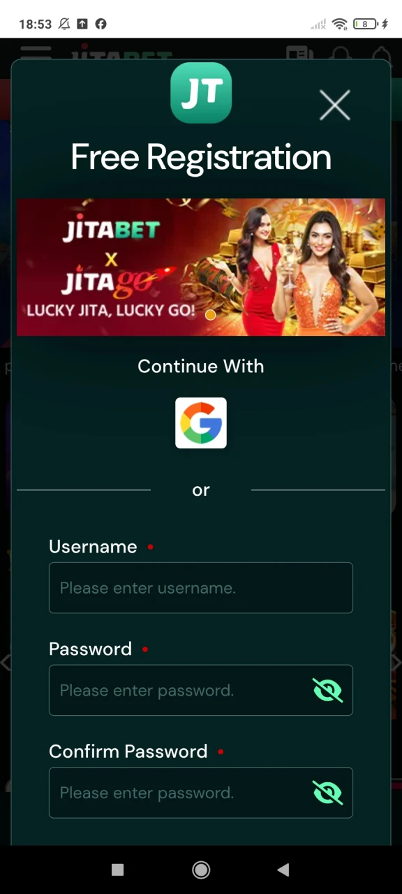 Fill in the details at the end of registration on Jitabet.
