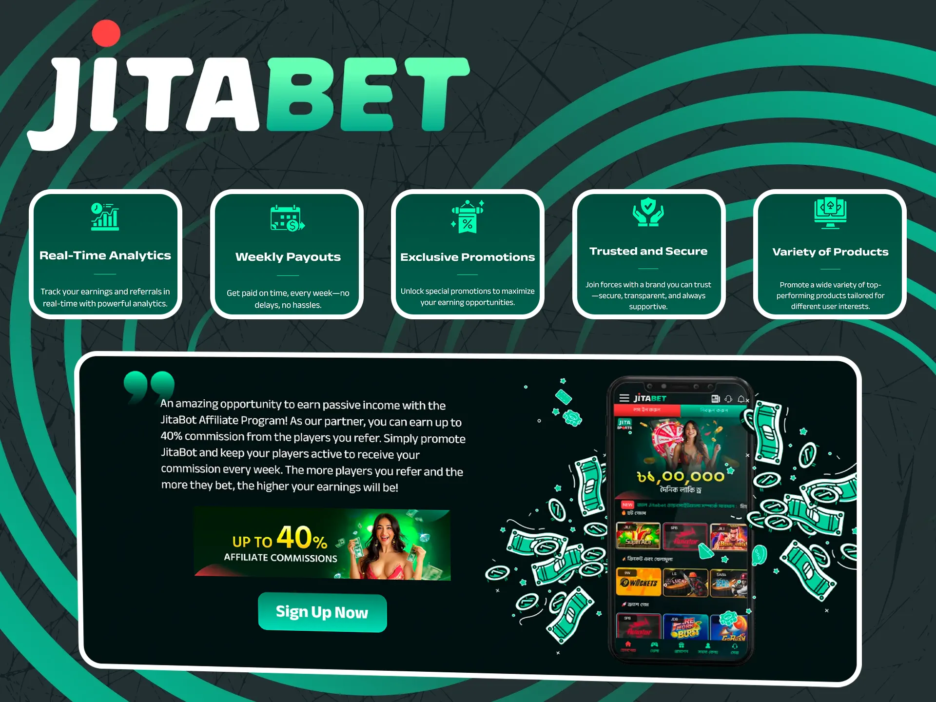 Join the affiliate program on the Jitabet site now.